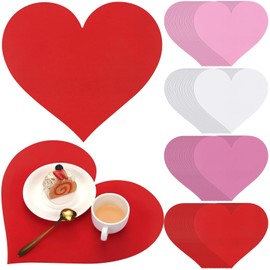 Eaasty 100 Manteles Individuales en Forma de Corazón para Día de San Valentín Manteles Individuales Desechables de Papel con Forma de Corazón Rojo Decoración de Mesa para Boda Hogar Cena Fiesta