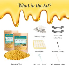 Ksedcon 2LB Beeswax for Candle Making, Triple Filtered Beeswax Pellets for DIY Candles, Candle Wicks with Candle Making Tools for Candle Making