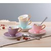 Jusalpha Porcelain Coffee Bar Espresso SMALL Cups and Saucers Set,