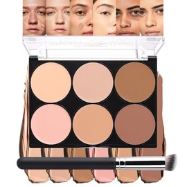 evpct 6 Colors Corrector Camo Concealer Cream Contour Makeup Palette for Women Mature Skin, Color Correcting Conceal trouble spot dark circles Correct Camouflage imperfections redness, with Brush M01