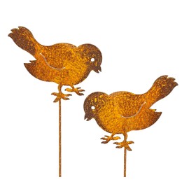 Blümelhuber Garden Stake Rust Birds in Set of 2 - Patina Garden Decoration Stake Bird Figure - Animals as Rusty Metal Decoration for Outdoor Use - 30 cm Large