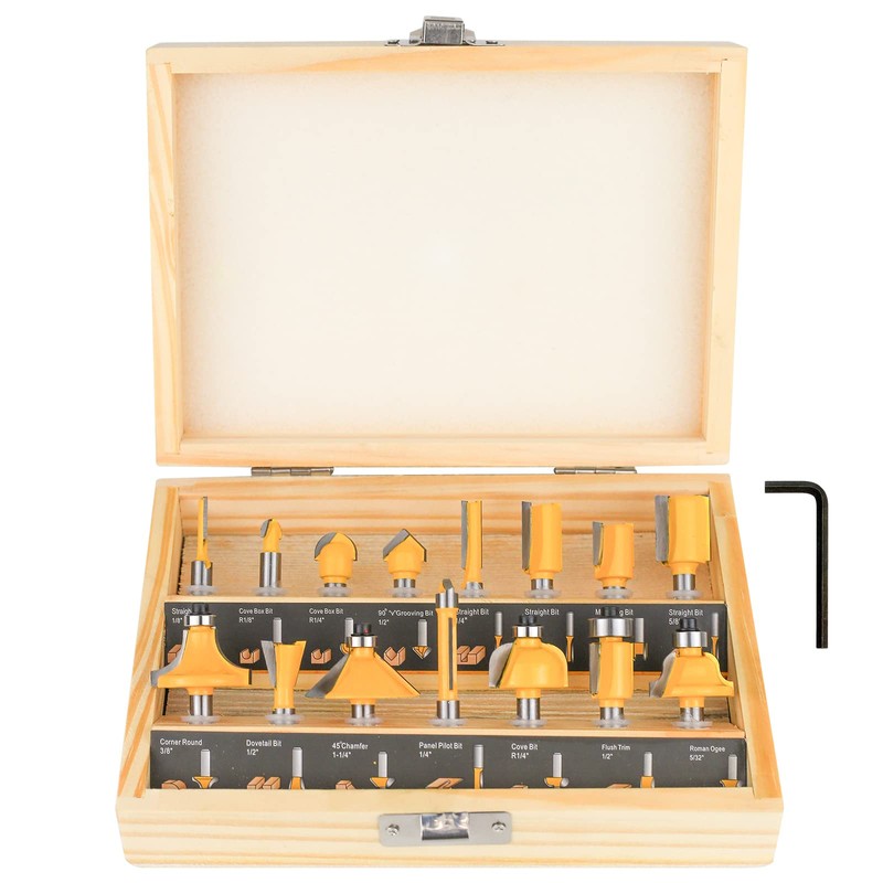 Router Bits Set 1/4 Inch Shank - BAIDETS 15 Pieces