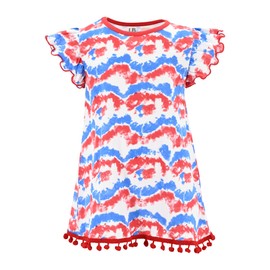 Tie Dye Girls 4th of July Outfits for Girls Patriotic Dresses (4Y, Red)