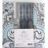 Decorative Blue & Silver Grey Gray Boho Fabric Shower Curtain,