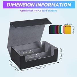 2-Row Trading Card Storage Case, Mtg Deck Box Storage Trading Card Storage Box Tcg Card Storage Box Trading Card Case Tcg Deck Box Storage Holds 1200+ Cards, Fits MTG, TCG, Sports Cards – Black & Grey