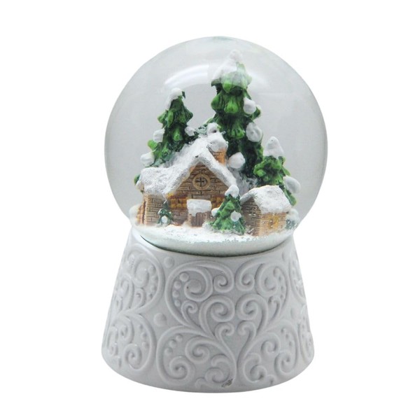 20148 Elegant Snow Globe Hut Magic with White Artificial Stone