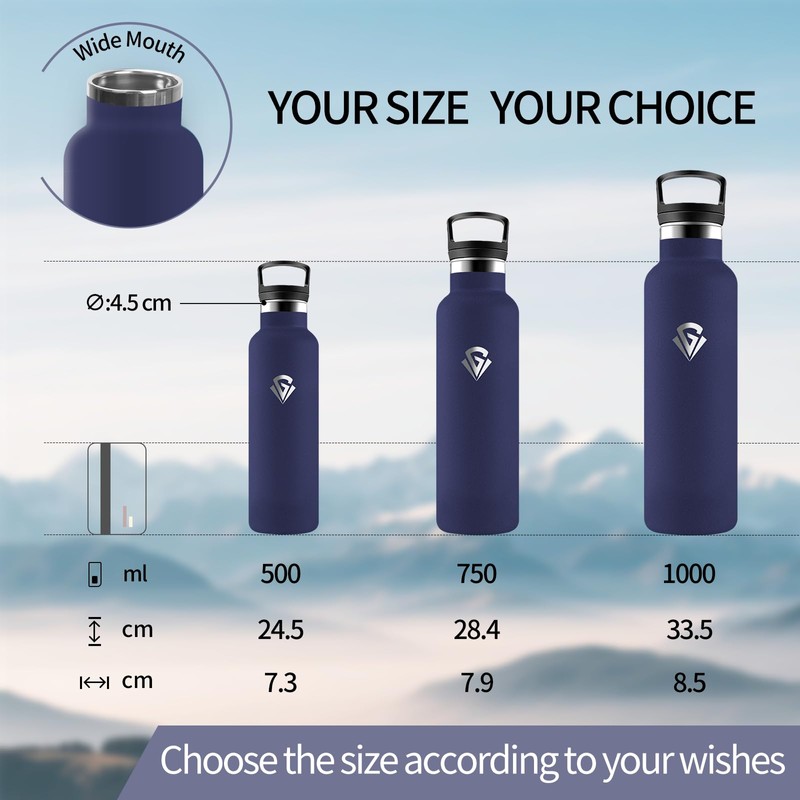 Thermos Flask, 1000 ml, BPA-Free, Stainless Steel, Leak-Proof Insulated Flask,