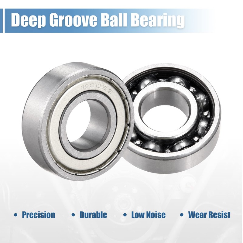 sourcing map 2 Pcs 6202Z Deep Groove Ball Bearing Single