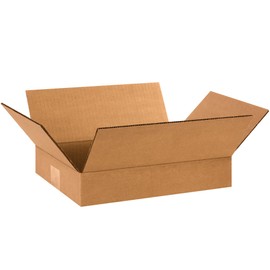 BOX USA B1292 Flat Corrugated Boxes, 12" x 9" x 2", Kraft (Pack of 25)
