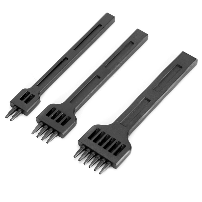 3Pcs 4mm Spacing Prong Chisel Black Alloy Steel 2/4/6 Teeth