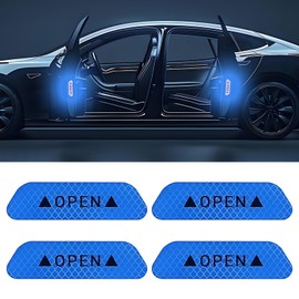 HIAHXC Pack of 4 Car Reflective Stickers, Universal Anti-Collision Stickers, Car Stickers, Reflective Stickers, Car Accessories, Interior (Blue)
