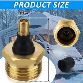 SAQXK 2pcs RV Fresh Water Blow Out Plugs Standard Brass with Schrader Valve Clear Water Lines Fit for 36143, Camper Thread Blow Out Plug for City Water Inlet, Faucets Motorhomes, Travel Trailers