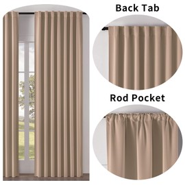 Joydeco Blackout Curtains 96 Inches Long for Bedroom, Thermal Insulated Black Out Curtains 2 Panels Set, Room Darkening Drapes for Living Room Window (W52 x L96 Inch, Khaki)