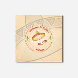 Unbranded Mexico Grunge Travel 4'' X 4'' Square Wooden Coaster