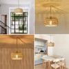 ALAISLYC Boho Rattan Pendant Lights Farmhouse 12 Inch Plug in