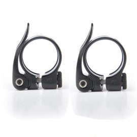Bike Seat Post Clamp, 2PCS Seat Post Clamps, Bike Seatpost Clamp Bolt Bicycle Quick Release Seatpost for Mountain Tube Bike (Black)