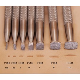 Checkered Stamps Leather Stamping Undercut Beveler - One Piece or Set of 7 Leather Stamping Tools in Stainless Steel (XXS, 1 Piece)