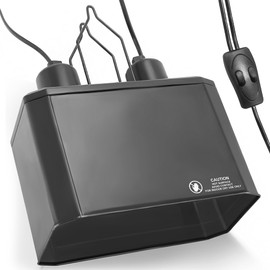 Eckpo Reptile Dual Light Fixture 2 in 1 Deep Dome Lamp Hood, Reptile Heat Lighting Lamp Fixture with Individual On/Off for Reptile Glass Terrariums Suitable UVB UVA Bulb (S)