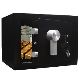 Yuanshikj Steel Safe Box - Key Locked, 0.2 Cubic Ft Small Home Safe for Cash & Jewelry