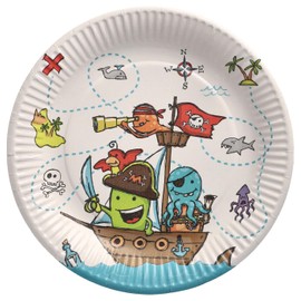 PAPSTAR Pirate Crew 88581 Paper Plates Round Diameter 23 cm Pirate Crew Disposable Plates Pack of 10