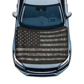 Sellikakes Black American Flag Car Hood Cover 59x40 in Windshield Elastic Fabrics Suitable for Large SUVs,Pickup Trucks Car Exterior Accessories
