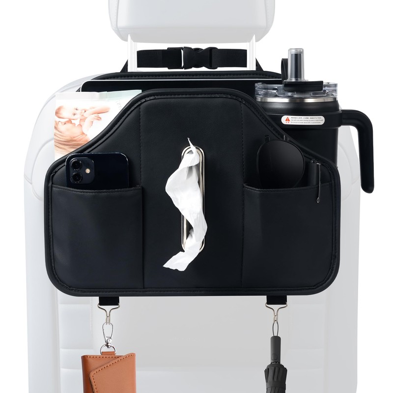 BAEZUS Upgraded Car Tissue Holder,Car Seat Back Organizer With Cup