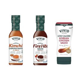 VIVID KITCHEN | Korean Fusion Sauces - Fire Hot Sauce, Kimchi Chipotle Mayo, Low-Calorie Chicken Sauce (3 Sauce Set)