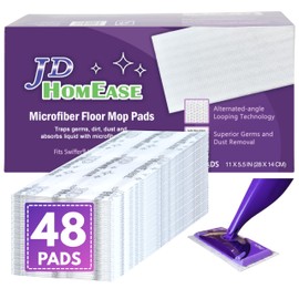 JD HOMEASE 48 Pack Premium Microfiber Replacement Pads for Swiffer WetJet - Super Absorbent, Lint-Free, Durable-11"x5.5", Perfect Fit Swiffer WetJet Mop - Safe on Hardwood, Tile, Vinyl
