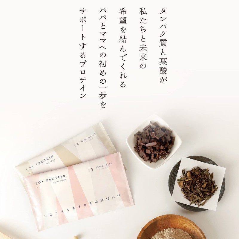 妊活プロテイン モトクル チョコレート味 葉酸 600㎍ 16種類 栄養素 配合 人工甘味料不使用 ソイプロテイン