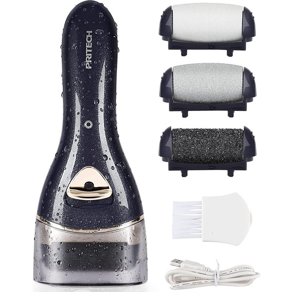 Electric Exfoliating Remover [2-Speed 3 Rollers] USB Rechargeable LED Light