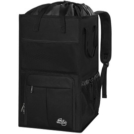 WELIDAY Laundry Backpack Bag, Extra Large 2 in 1 Laundry Hamper Basket with Shoulder Straps, Freestanding Laundry Bag for College Dorm, Laundromat, Apartment (Black)