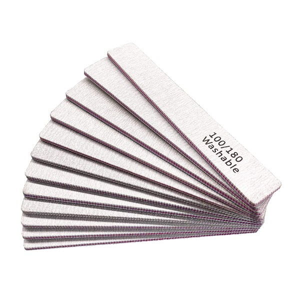 HeeYaa Nail File 12 PCS Professional Reusable 100/180 Grit Double