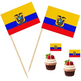 100 Pcs Ecuador Toothpick Flag Ecuadoran Small Mini Cocktail Fruit Cupcakes Toppers Food Stick Flags Decorations（Ecuador ） ﻿