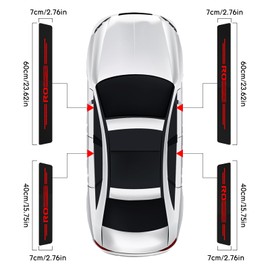 Car Door Sill Protectors for Rogue，4 Pcs Reflective Carbon Fiber Vinyl Threshold Sticker Decorative Car Door Scuff Plate,Anti-Scratch, Anti-Dirty, Waterproof (Red)
