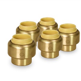 Supply Giant VQTF12-5 Plug End Cap Pipe Fitting Push to Connect Pex Copper, CPVC, 1/2 Inch, Brass Pack of 5