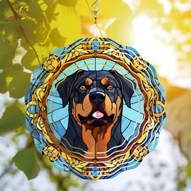64memory Rottweiler Dog Wind Spinner, Rottweiler Dog Wind Spinner Hanging for Yard and Garden, Unique Gift Wind Spinner, 3D Hanging Wind Spinner Outdoor, Cute Rottweiler Dog Wind Spinner