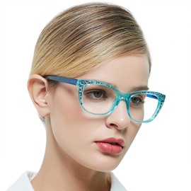 OCCI CHIARI Cat Eye Reading Glasses 1.0 Women Fashion Readers 1.0 1.25 1.5 1.75 2.0 2.25 2.5 2.75 3.0 3.5 4.0 5.0 6.0(Blue,1.0)