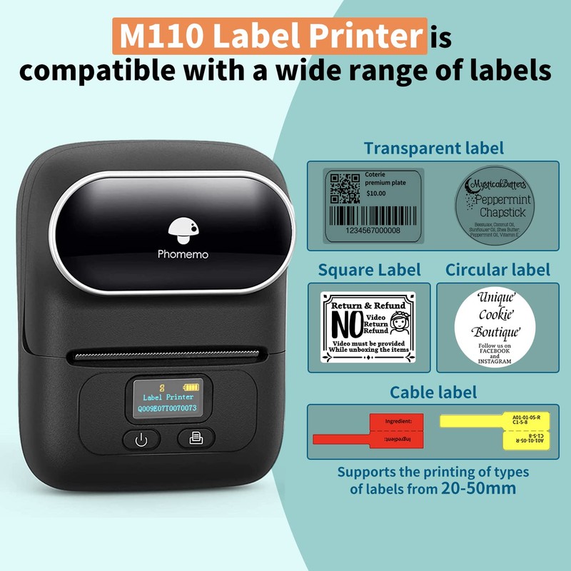 Phomemo M110 Label Maker with 3 Rolls Label Paper, Wireless