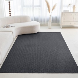 CASTLYE Faux Cashmere Area Rug - 5x7 Modern Low Pile Non-Slip Carpet for Living Room Bedroom, Dark Gray
