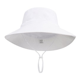 Tidyworm Baby Hat, Summer, UV Protection, Sun Hat, Baby Hat, Wide Brim, Kids Hat, Cap, Boys, Girls, Bucket Hat, Sun Hat, Sunscreen, UV Protection, white
