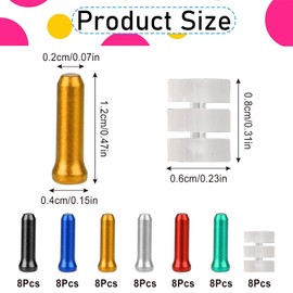 Pack of 48 Bicycle End Caps Brake Cable Colourful Brake Cable Caps, Bicycle End Sleeves Gear Cable with 8 Pieces Brake Cable Rubber O-Ring for Mountain Bike Road Bike Brake Cable Shift Cable