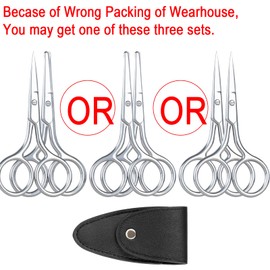 Eyebrow & Rounded Tips Nose Hair Scissors with Carrying Pouch for Men Women,Stainless Steel Small Scissors for Grooming Brow, Beard, Mustache, Eyelashes, Ear Hair,Hair Cutting (Silver)