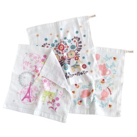 Hiorie Hand Towels, Gauze Towels, Set of 3, Cute Travel Pattern, Made in Japan, Thin, Quick Drying, Travel Series 3-Piece Set