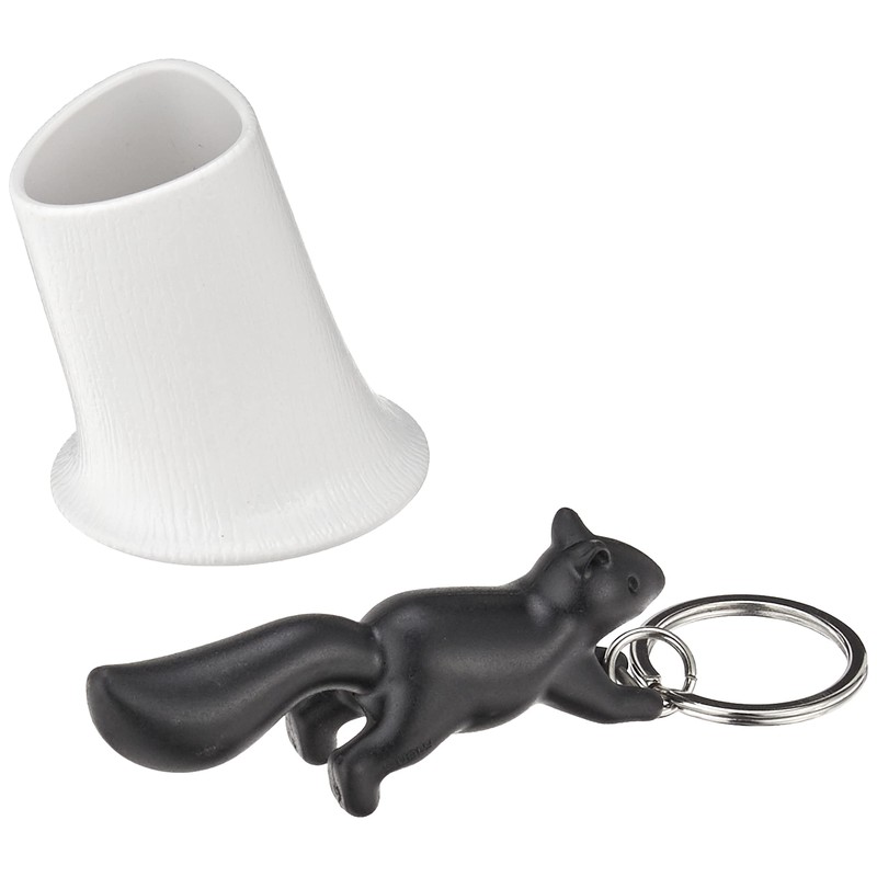 Qualy Squirrel Keyring Keyholder, White/Black