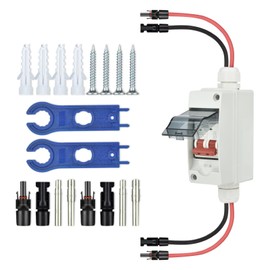 Circuit Breaker PV DC, DC Circuit Breaker Circuit Breaker 2-Pin 32A 2P 500V with Cable, IP65 Waterproof Housing Circuit Breaker for Solar System