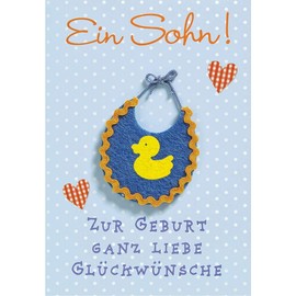 Card for Birth Lifestyle Bib Boy, Felt, 11.6 x 16.6 cm