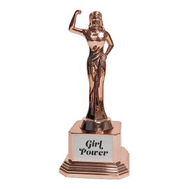 Customizable #1 Gold Trophy Cup - Weighted Plastic Novelty Funny Humor Gift for Birthday, Award, Celebrations, Party, Reusable - 8" H x 3.25" W (Girl Power)