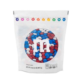 M&M’S WORLD Red, White, and Royal Blue Milk Chocolate Candy - 2lbs Bulk Resealable Bag for Celebrations, 4th of July Decorations, Red, White, Blue Decorations and More