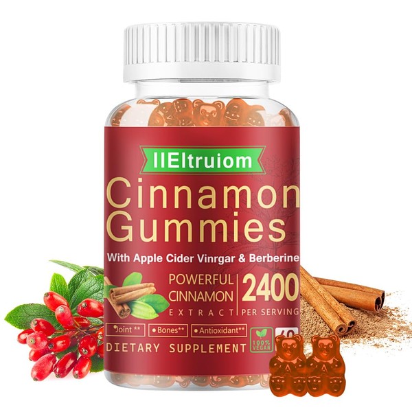 IIEltruiom Ceylon Cinnamon Gummies, Ceylon Cinnamon 2400mg with Berberine, Turmeric,