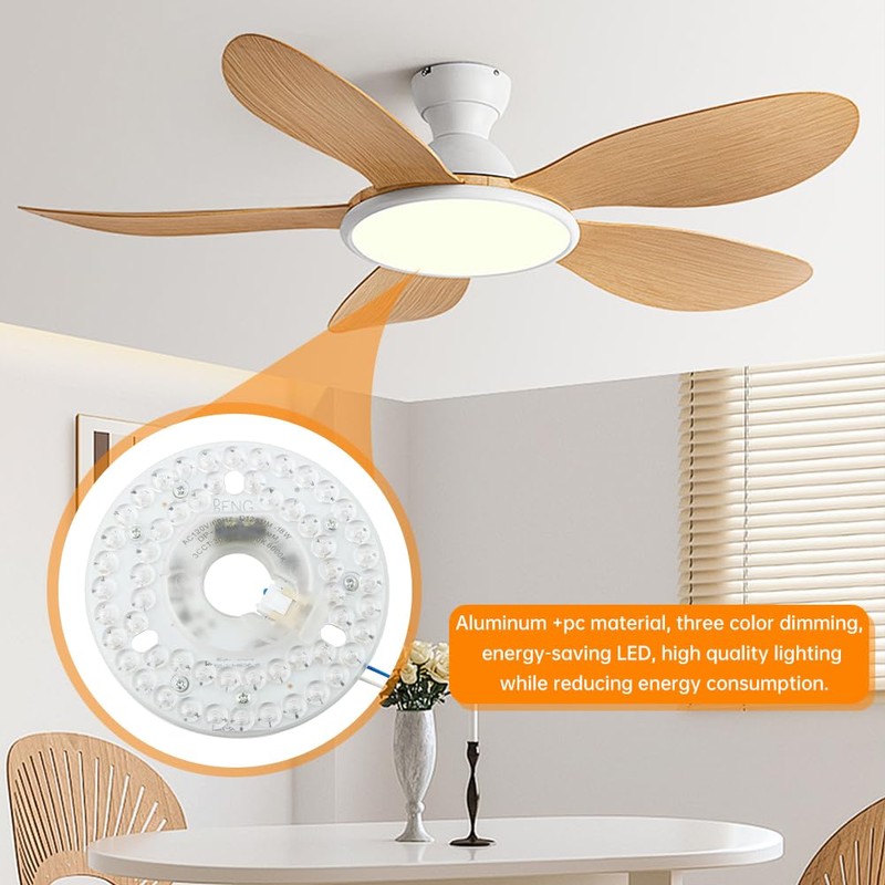 HKZTUY 18W 4.9-Inch Ceiling Fan LED Light Replacement, Dimmable LED